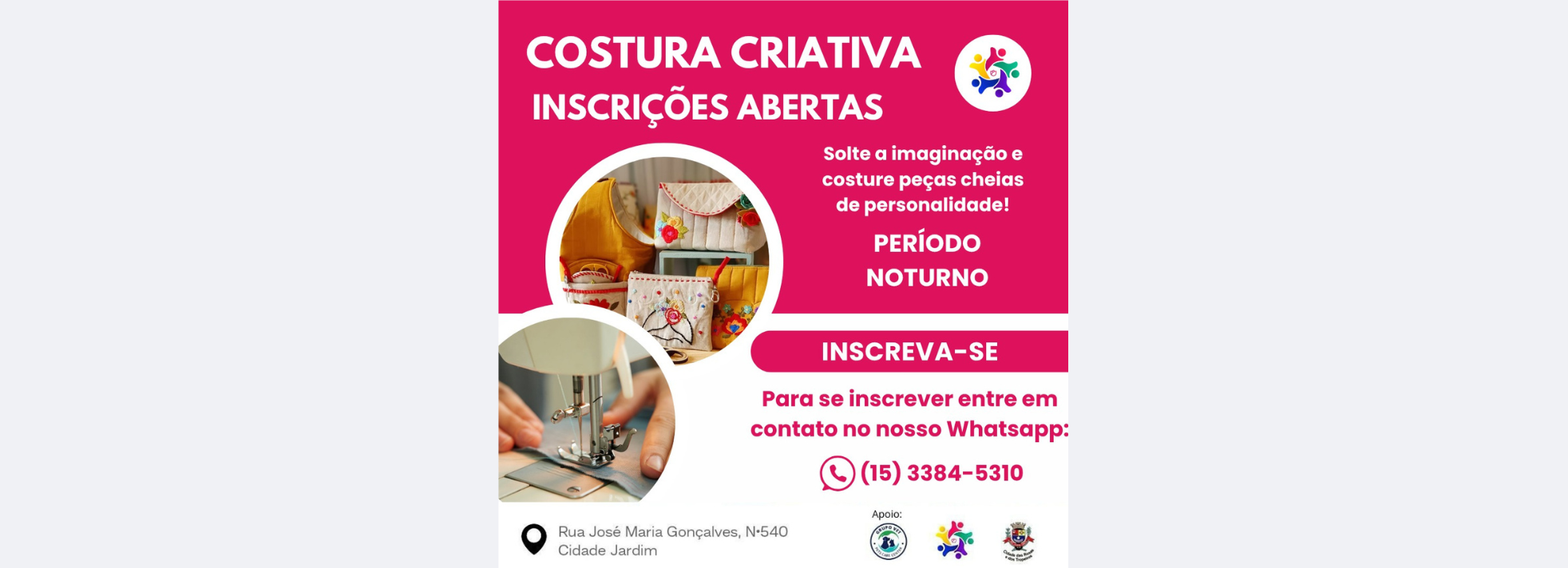 No curso de Costura Criativa, você aprenderá a fazer bolsas, porta-trecos, necessaires e muito mais — ideal para quem ama o artesanato e quer criar com originalidade! Confira