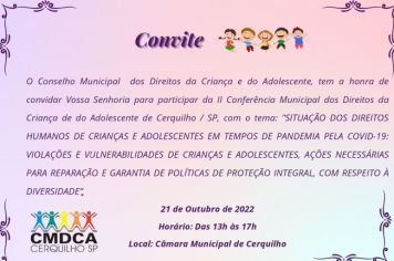 Conselho convida toda a população para participar da II Conferência Municipal dos Direitos da Criança e do Adolescente