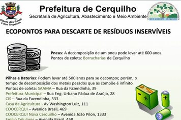 Prefeitura informa sobre Ecopontos espalhados por Cerquilho