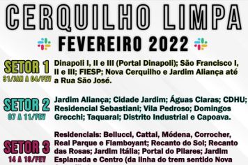 Cronograma da Campanha Cerquilho Limpa em Fevereiro