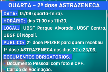 Comunicado – segunda dose ASTRAZENECA