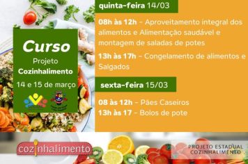 Estão abertas as inscrições para o Curso com Projeto Estadual COZINHALIMENTO