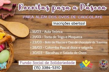 Fundo Social está com inscrições abertas para curso inédito de Receitas para a Páscoa