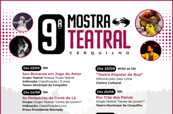 9ª Mostra Teatral de Cerquilho é retomada e ocorrerá nos dias 23, 24 e 25 de setembro