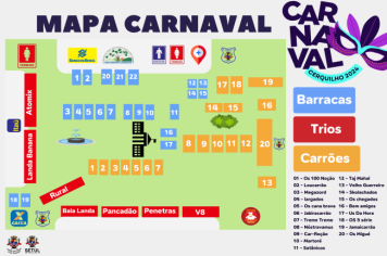 A Prefeitura de Cerquilho, por meio da SETUL, divulga o Mapa Oficial do Carnaval 2024. 