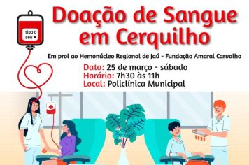 Cerquilho recebe a primeira Campanha de Doação de Sangue em 2023 no sábado, 25/03