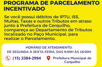 Regularize seus débitos junto à Prefeitura de Cerquilho. Saiba mais!