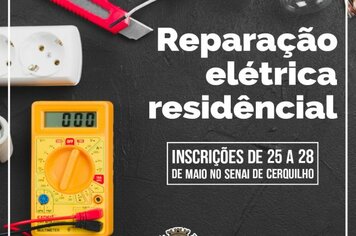 Prefeitura oferece curso gratuito de Reparação Elétrica Residencial