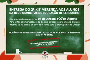 Prefeitura de Cerquilho entrega o segundo kit merenda aos alunos