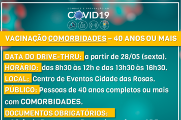 Confira os grupos que serão vacinados nesta sexta e segunda-feira, dias 28 e 31/05