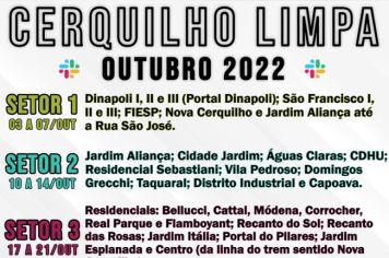 Cronograma Campanha Cerquilho Limpa em Outubro