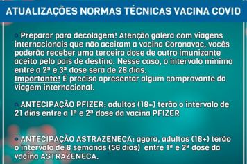 Atenção para as atualizações nas normas técnicas da vacinação contra a Covid-19