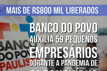 Banco do Povo auxilia 59 pequenos empresários durante a Pandemia, em Cerquilho