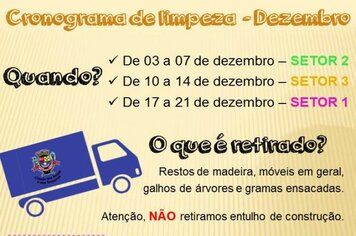 Atenção para último cronograma de limpeza de 2018