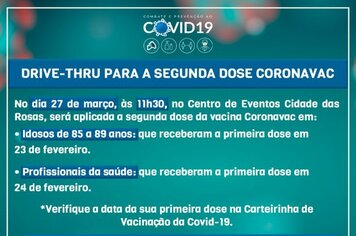 Prefeitura de Cerquilho informa sobre 2º dose de idosos de 85 a 89 anos e profissionais da saúde