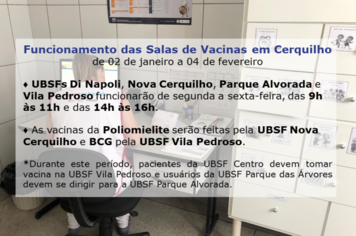 Prefeitura informa sobre funcionamento das Salas de Vacinas