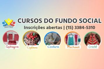 Fundo Social informa inscrições abertas para os primeiros cursos de 2023