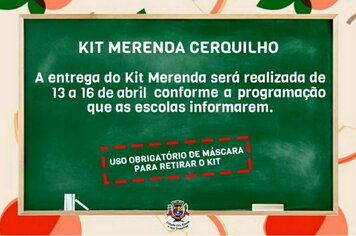 Kit Merenda será entregue de 13 a 16 de abril