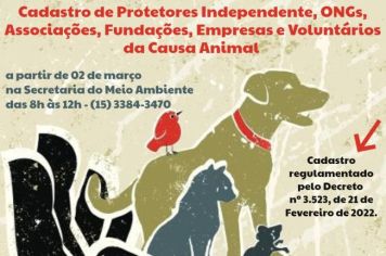 Prefeitura realizada cadastro de Protetores Independentes e ONGs da Causa Animal