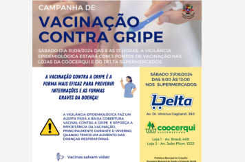 A Prefeitura de Cerquilho, por meio da Secretaria de Saúde informa sobre Vacinação no sábado, 31 de agosto. 