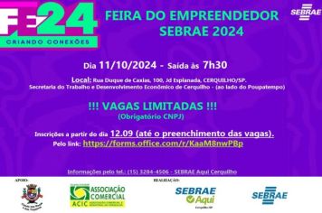  FEIRA DO EMPREENDEDOR SEBRAE 2024, de 11 a 15 de outubro, na São Paulo EXPO. Confira! 
