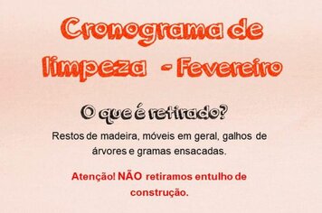 Cronograma de Limpeza Garagem Municipal Fevereiro de 2019