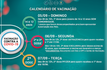 Prefeitura de Cerquilho vacina adolescentes de 14 a 12 anos neste domingo (05/09) e informa sobre 2ª e 3ª dose