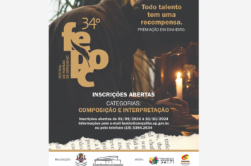 34º Fepoc abre inscrições para Composição e Interpretação. Confira todas as informações. 