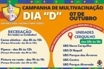 Campanha de Multivacinação acontece no dia 07 de outubro