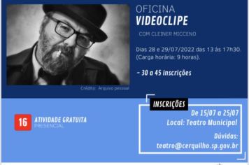 Cultura abre inscrição para oficina de videoclipe com Cleiner Micceno