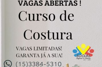 Inscrições abertas para o curso de costura