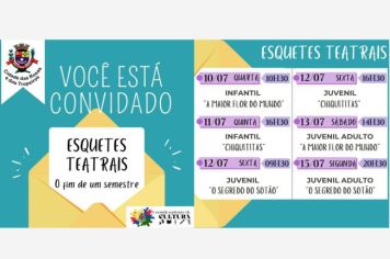 Viva a Magia do Teatro! Você está convidado para uma experiência cultural única com os Projetos Culturais da Secretaria Municipal de Educação e Cultura na Modalidade TEATRO! Confira as datas e horários