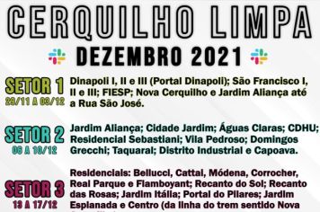 Atenção para o último cronograma Cerquilho Limpa de 2021