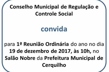 Conselho Municipal de Regulação e Controle Social convoca para 1 ª reunião ordinária de 2017