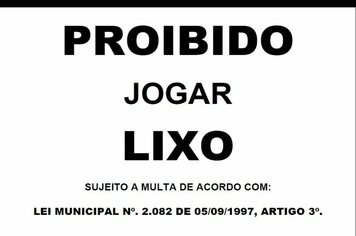 Prefeitura disponibiliza modelo de placa “Proibido jogar lixo”