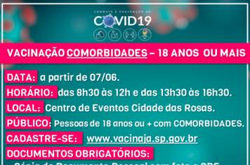 Adultos de 18 anos ou mais com COMORBIDADES já podem se vacinar em Cerquilho