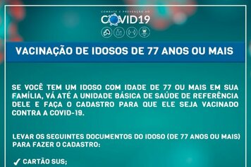 Prefeitura de Cerquilho segue cadastrando idosos de 77 anos ou mais para vacinação contra a Covid-19