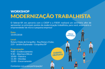 Prefeitura e Sebrae oferecem oficinas gratuitas sobre Fluxo de Caixa e Modernização Trabalhista