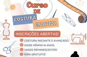 O Fundo Social de Solidariedade de Cerquilho está com inscrições abertas para o cursos de Costura Criativa 