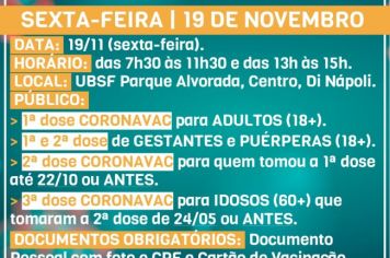 Prefeitura informa grupos que podem se vacinar nesta quinta e sexta-feira