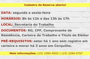 Prefeitura abre cadastro de reserva para Programa de Requalificação Profissional