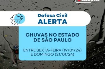 Defesa Civil de São Paulo faz alerta para fortes chuvas na região entre sexta-feira (19/01) e domingo (21/01).