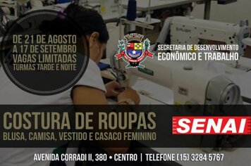 Prefeitura de Cerquilho e SENAI oferecem curso gratuito de Costura