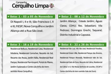 Confira o Cronograma da Campanha Cerquilho Limpa em Novembro