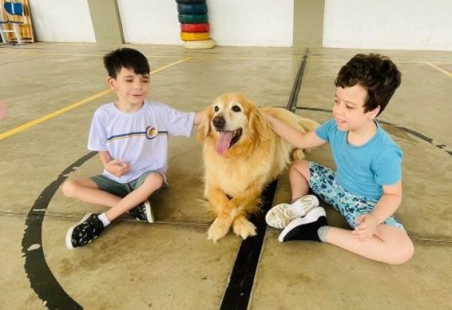 Alunos da Escola EMEBE recebem apresentações dos cães da GOC (Grupo de Operações com Cães) da GCM de Cerquilho. 