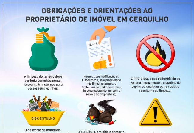 Prefeitura de Cerquilho informa sobre as obrigações e orientações ao proprietário de imóvel
