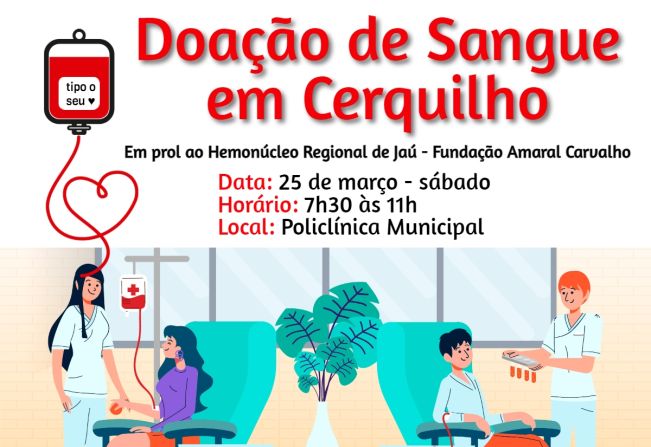 Cerquilho recebe a primeira Campanha de Doação de Sangue em 2023 no sábado, 25/03