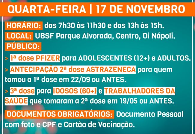 Confira os grupos que serão atendidos na vacinação desta terça e quarta-feira