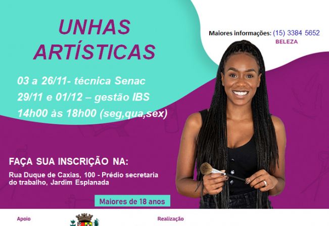 Curso GRATUITO de Unhas Artísticas está com inscrições abertas em Cerquilho