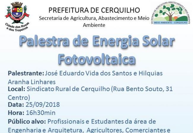 Prefeitura Municipal e Sindicato Rural realizam Palestra sobre Energia Solar Fotovoltaica